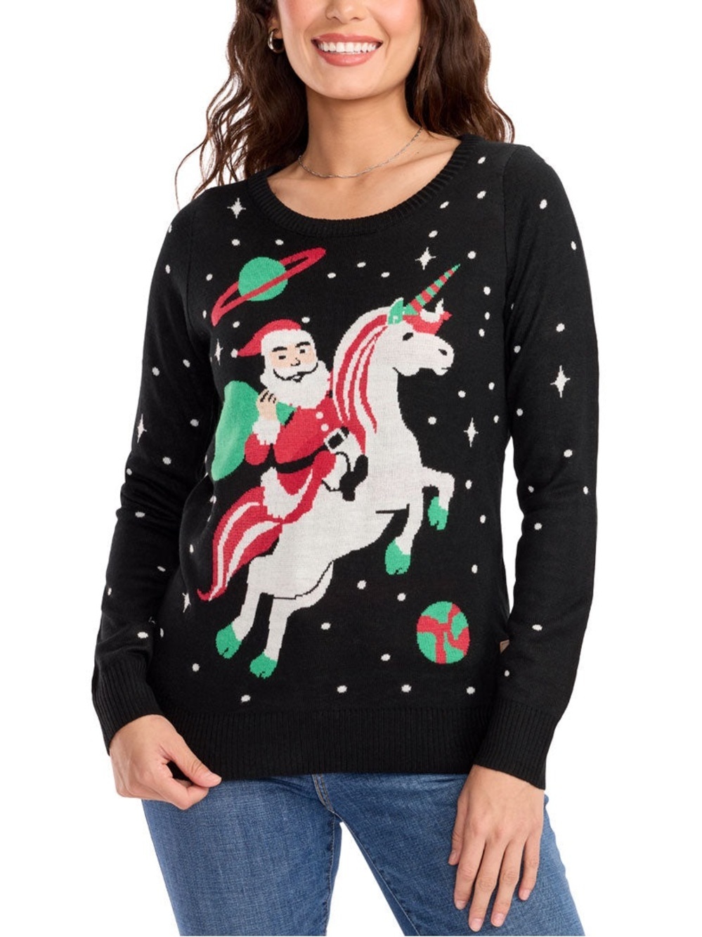 Tipsy Elves WOMEN'S SANTA UNICORN UGLY CHRISTMAS SWEATER Size XL
